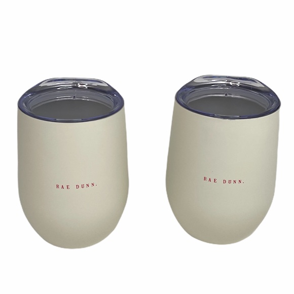 Rae Dunn Naughty and Nice Insulated Wine Glasses, Cream - Picture 2 of 5